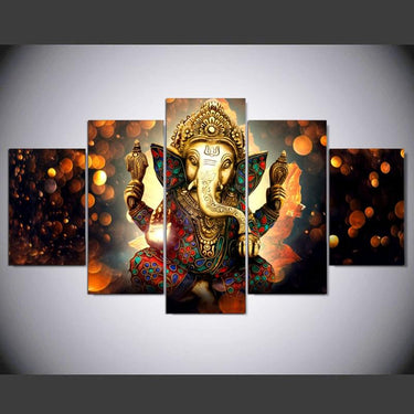 Hindu God Ganesha 5 Pc Canvas Painting